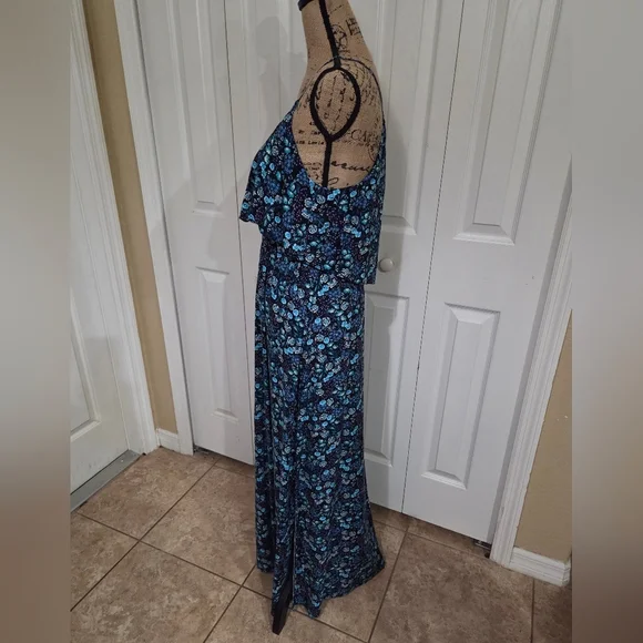 Lauren Conrad Floral Blue Maxi Dress Size L - Picture 5 of 14
